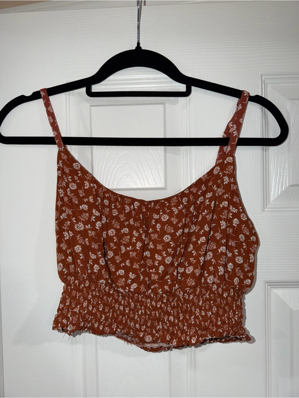 As U Wish Rust Floral Smocked Cami Tank